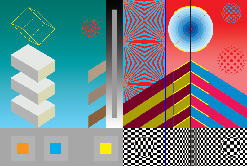 Op Art Bookmark Colourful geometric shapes which produce optical illusions